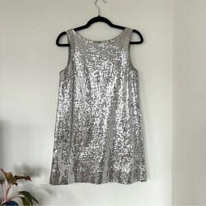Free People Silver Sequin Mini Shift Dress